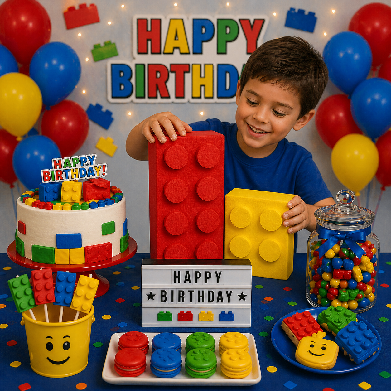 Building Block Centerpiece – Colorful Brick Party Table Decoration