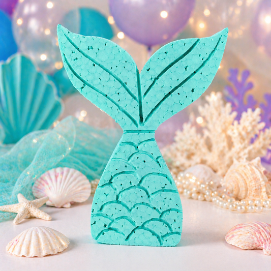 Handmade Mermaid Tail Centerpiece – Painted Foam Party Décor