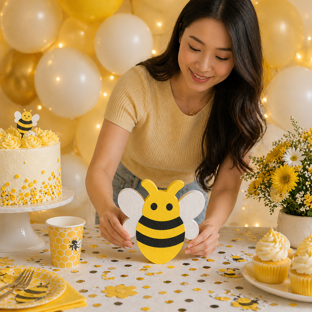Bee Party Decorations – Foam Bee Cutout Centerpiece