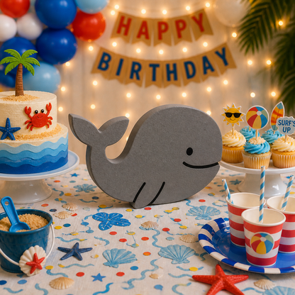 Whale Nautical Centerpiece – Handmade Foam Birthday Decoration