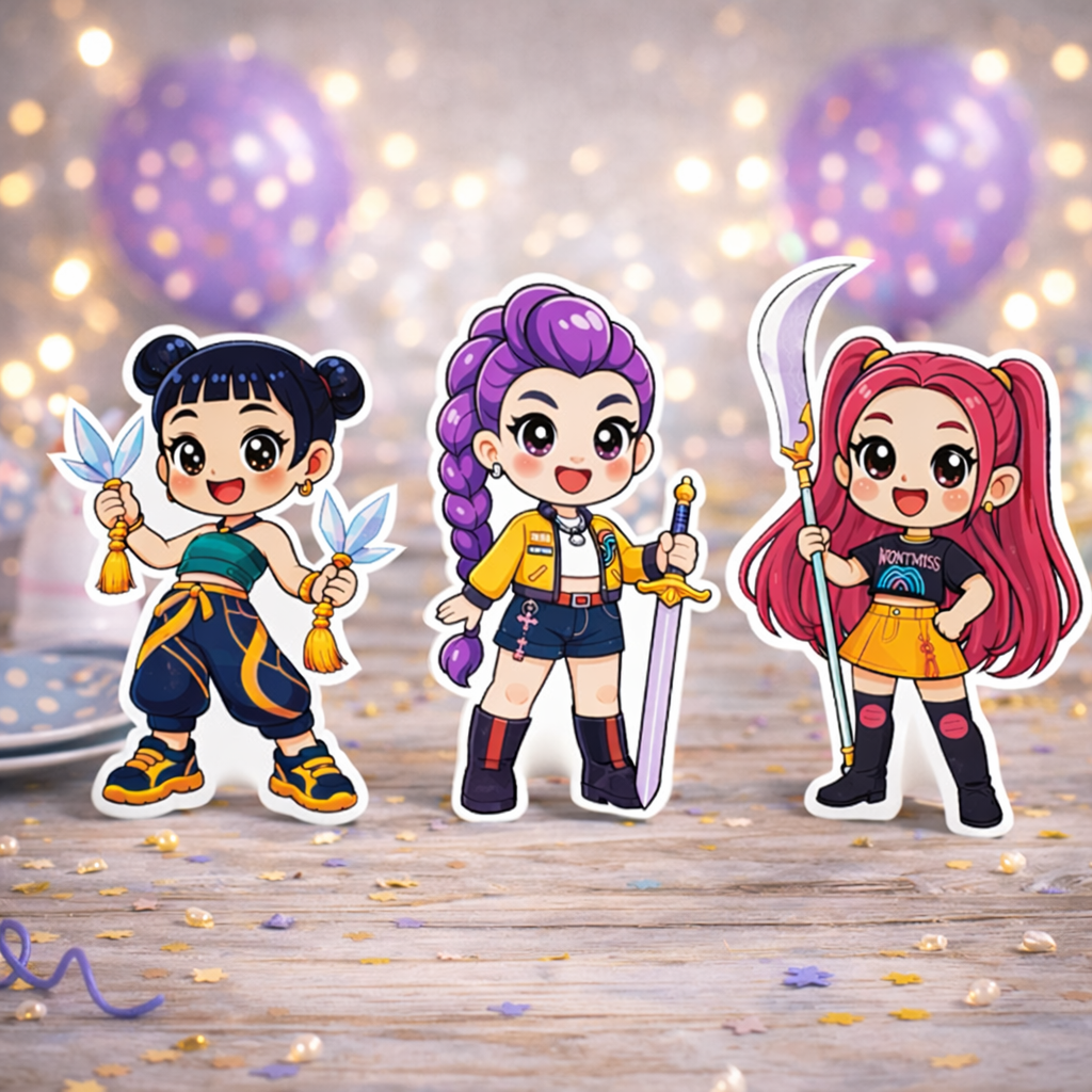 kpop demon hunters centerpieces freestanding birthday table decor