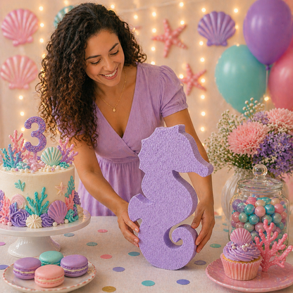 Under the Sea Seahorse Centerpiece – Handmade Foam Cutout Decoration