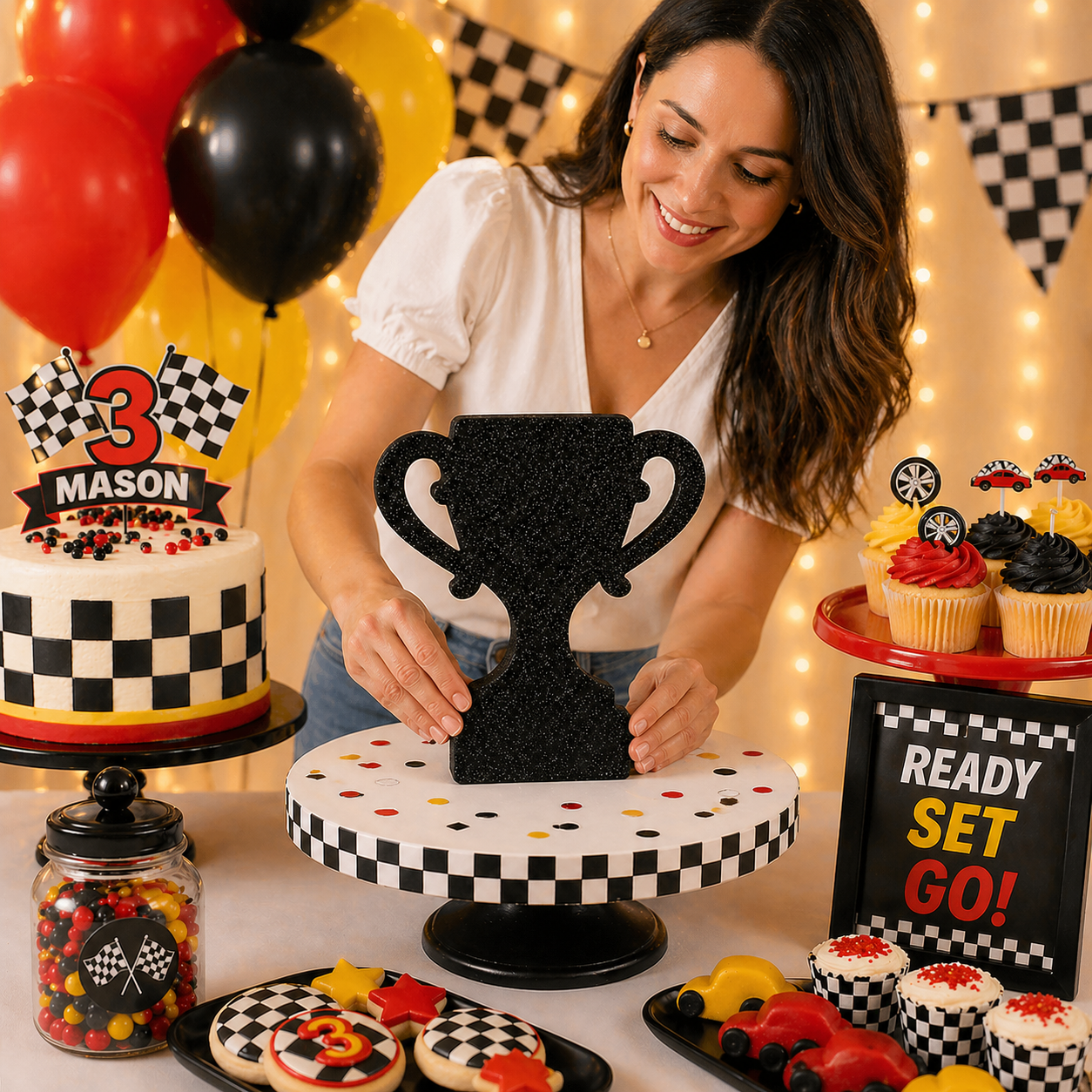 Race Car Trophy Centerpiece | Handmade Racing Party Décor