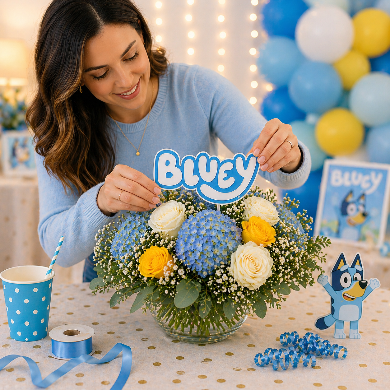 Bluey Logo Birthday Centerpiece | Bluey Party Decorations & Foam Cutouts