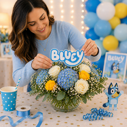 Bluey Logo Birthday Centerpiece | Bluey Party Decorations & Foam Cutouts