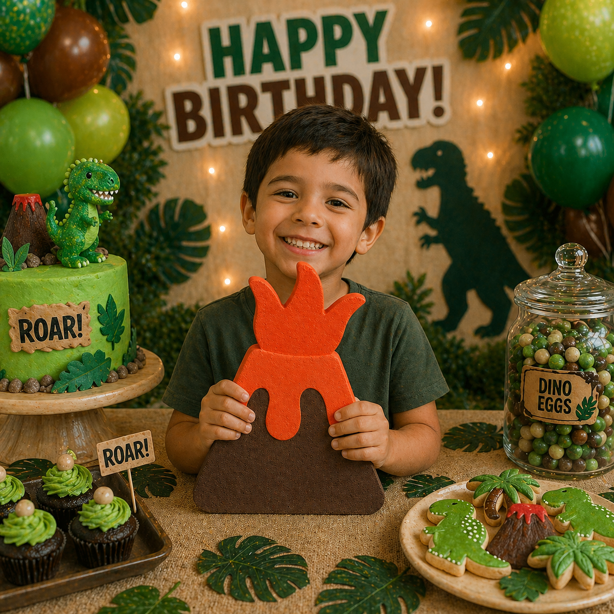 Dinosaur Volcano Centerpiece | Foam Dinosaur Birthday Decoration