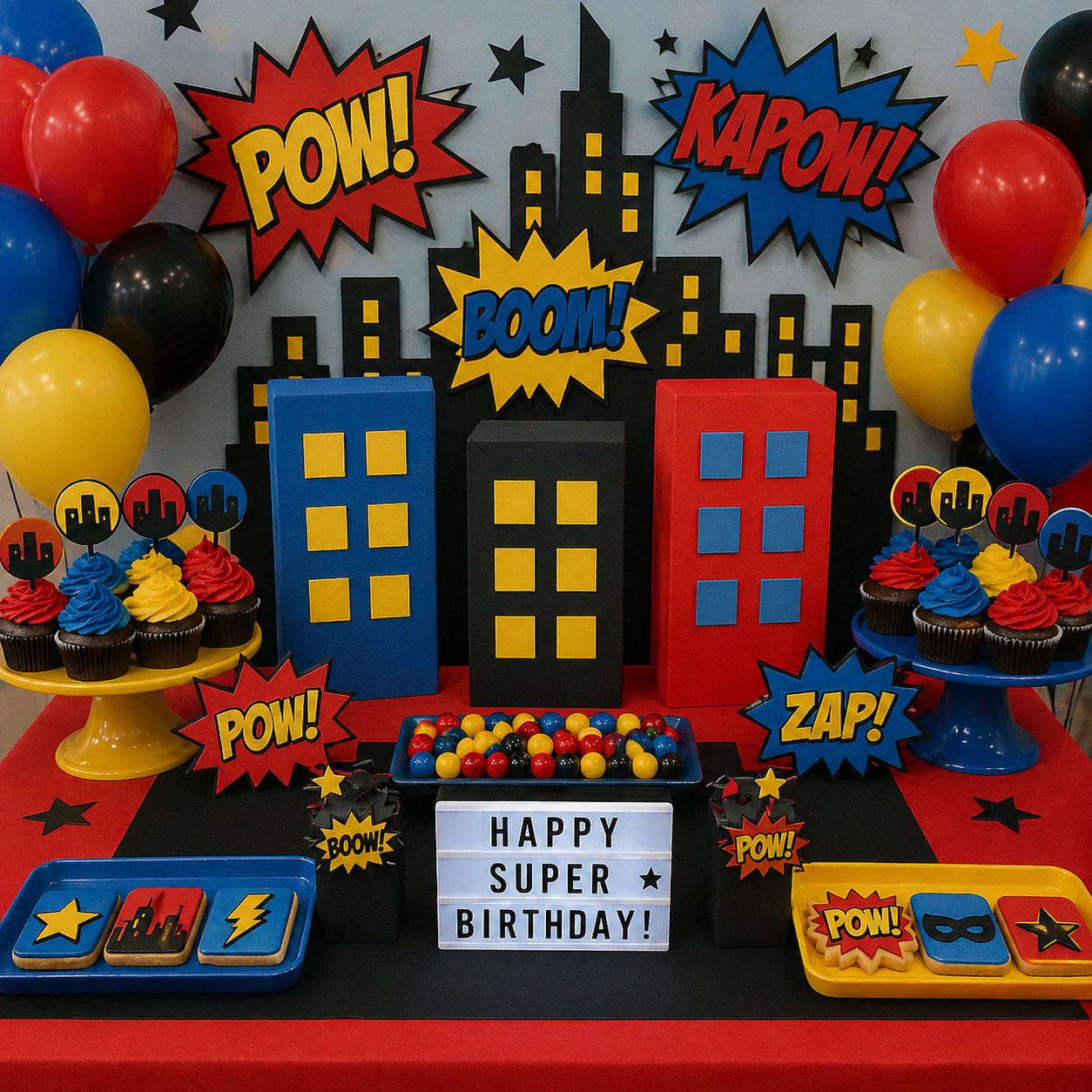 Superhero Building Centerpiece – City Skyline Party Decoration