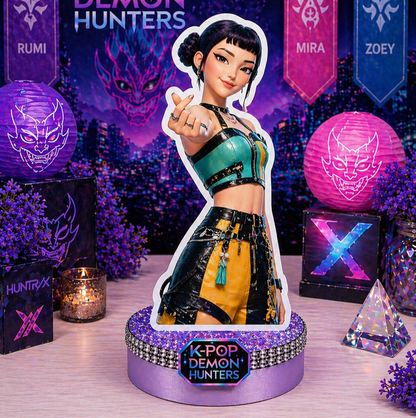 Zoey Kpop demon hunters party decorations centerpiece black hair character table decor

 