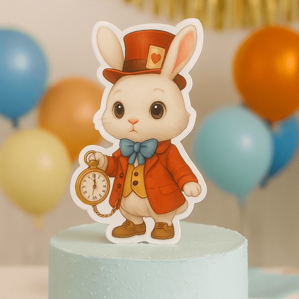 White Rabbit Alice in Wonderland topper foam cake and centerpiece decoration