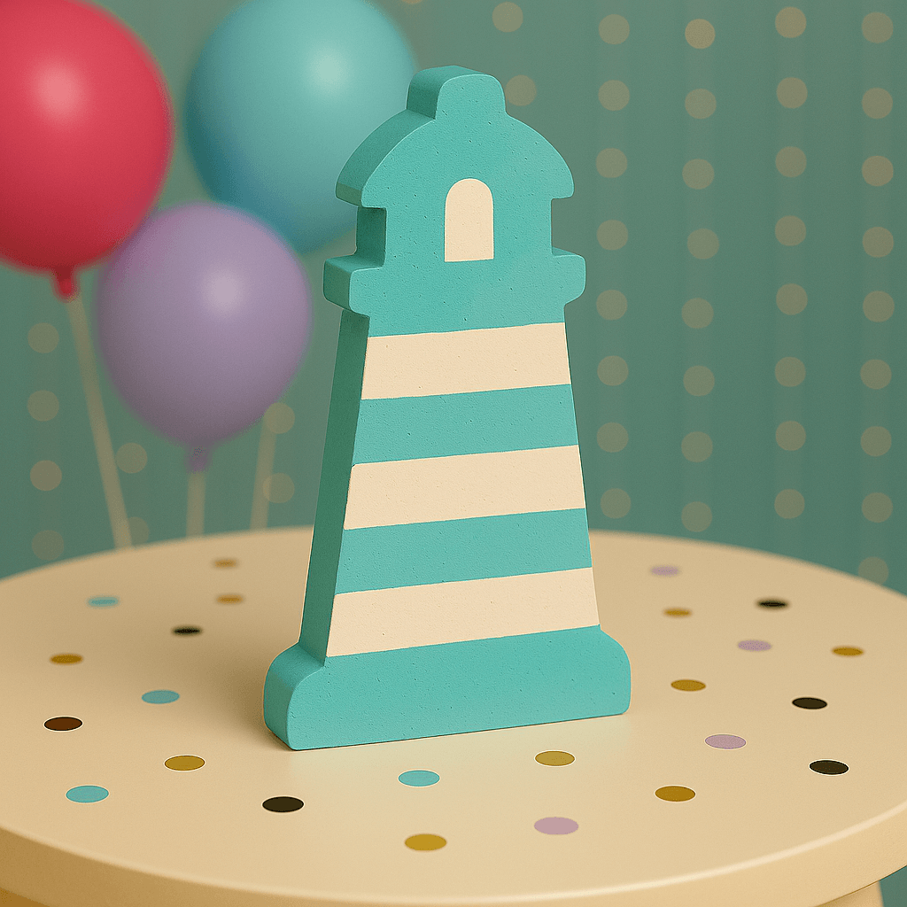 Aqua Handmade lighthouse nautical centerpiece for ocean themed birthday decoration – foam cutout
