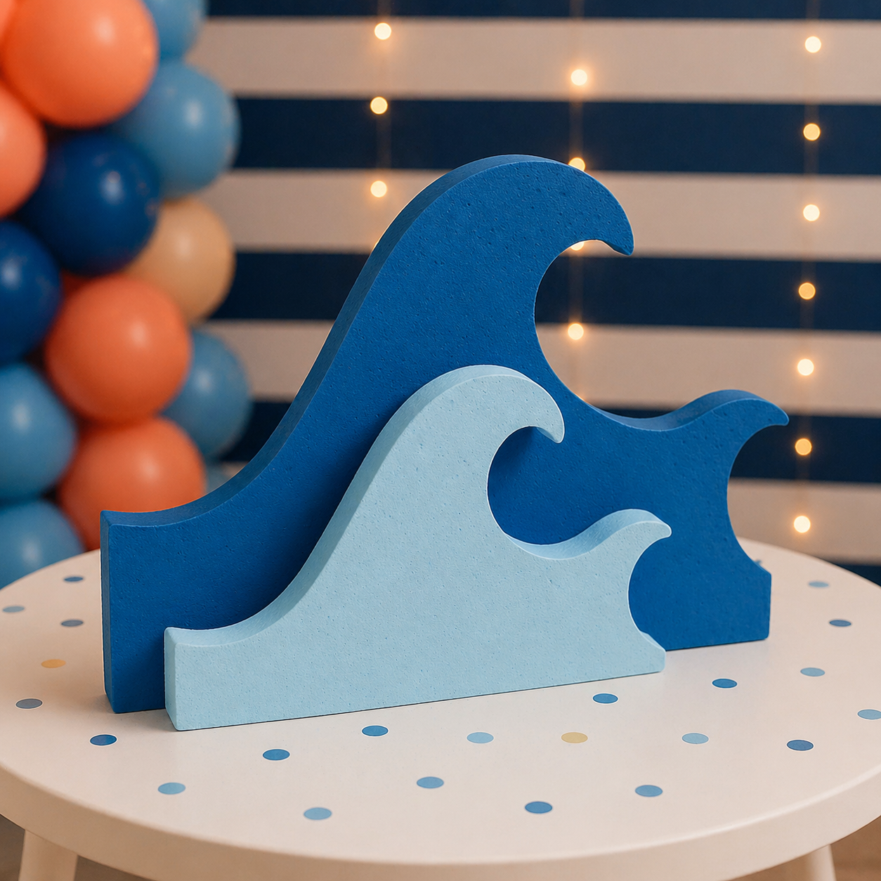 Nautical Wave Centerpiece – Handmade Foam Ocean Party Decoration