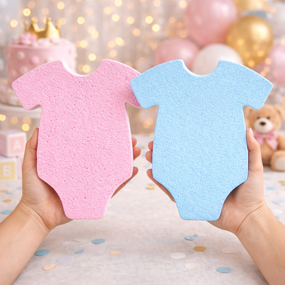 Blue and pink baby onesie cutouts for baby shower decorations