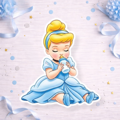 cinderella cutout centerpiece Baby Cinderella drinking bottle topper decoration for princess birthday party, Cinderella baby cake topper, cupcake topper or foam cutout decoration.