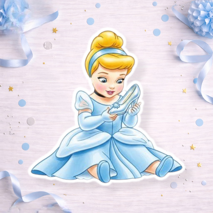 cinderella cutout centerpiece Baby Cinderella holding glass slipper topper decoration for princess birthday party, Cinderella baby cake topper, cupcake topper or foam cutout decoration.