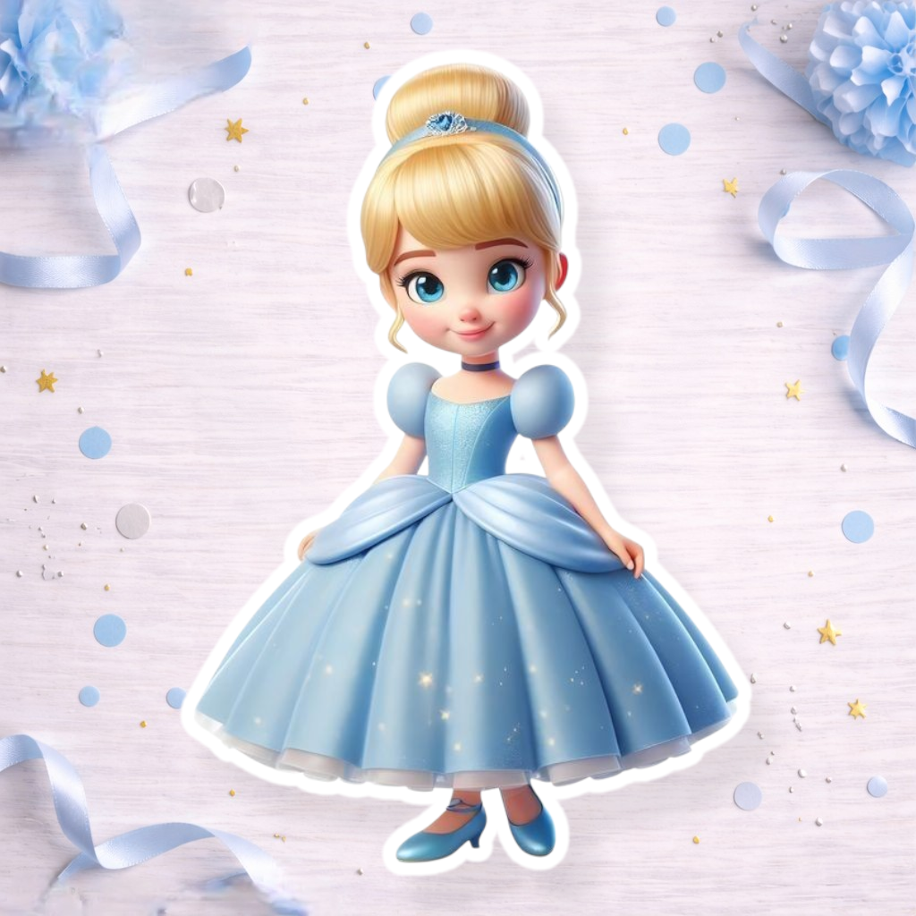 Baby Cinderella princess decoration for Cinderella birthday party cake topper, cupcake topper or foam cutout centerpiece.


