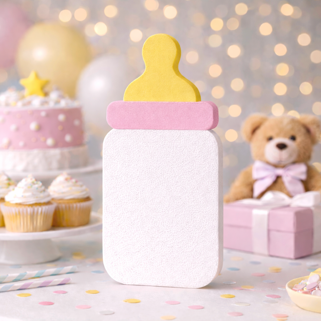 Pink baby girl baby bottle cutout decoration for baby shower party decor