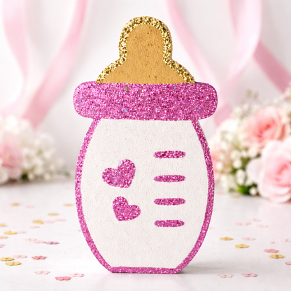 Baby girl bottle decoration cutout for pink baby shower party decor