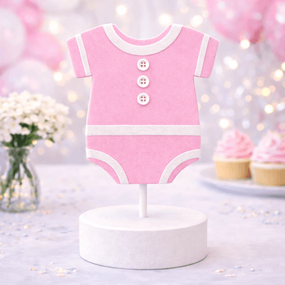 Baby girl onesie centerpiece for baby shower table decoration made from foam Baby Onesie Centerpiece – Baby Shower Table Decoration