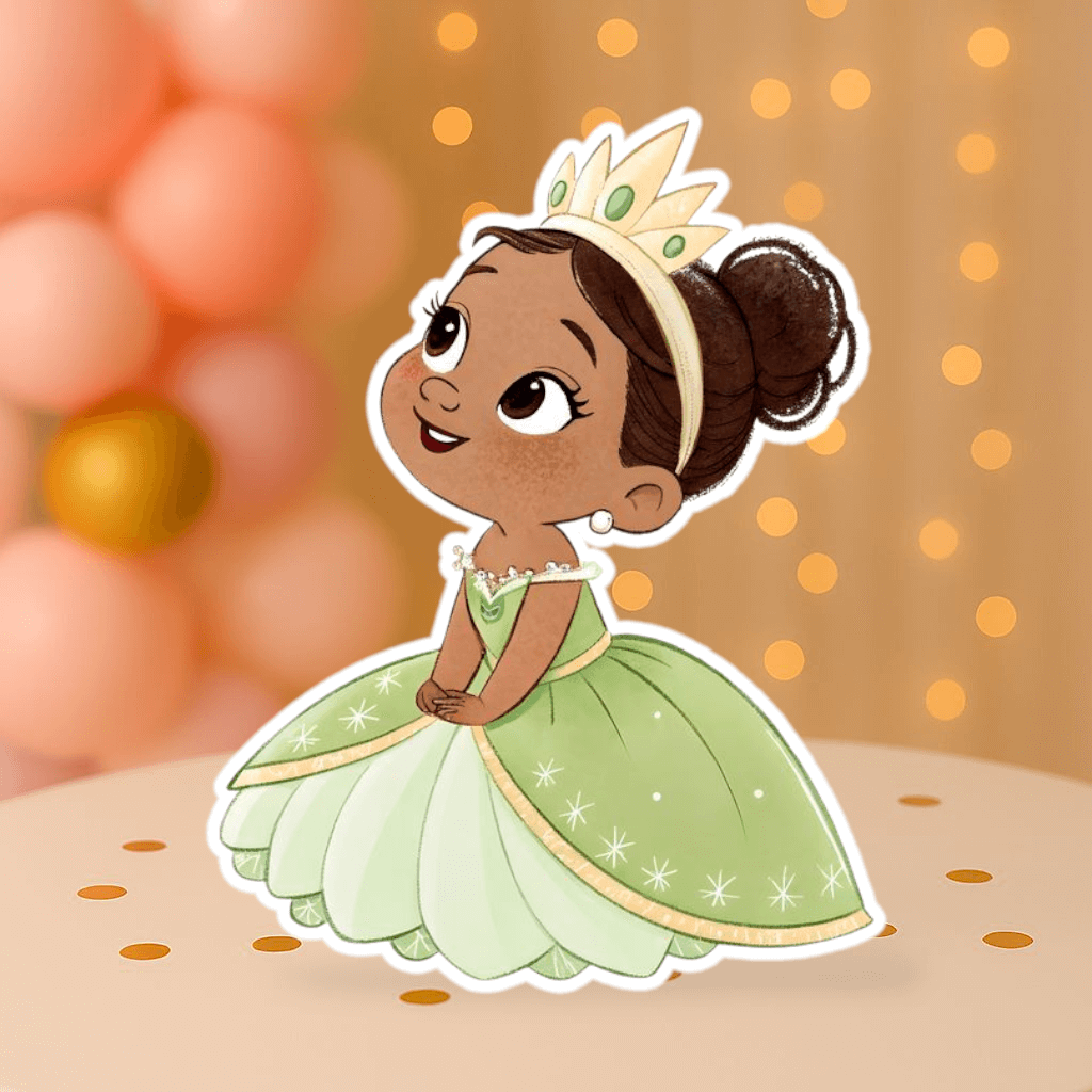  Laughing Baby Princess Tiana cutout centerpiece – princess tiana birthday decorations for kids’ birthdays.