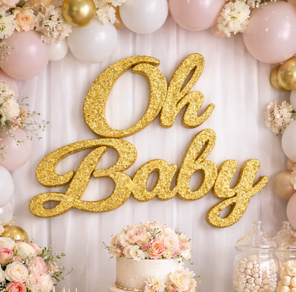 baby shower backdrop with gold glitter oh baby sign foam wall decoration