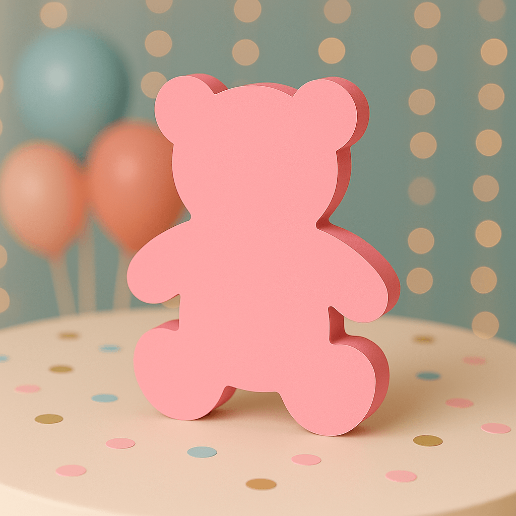 Baby shower bear centerpiece handmade from foam for neutral or themed celebrations