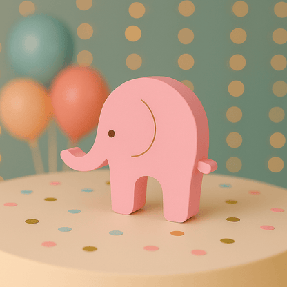Baby shower decorations with handmade elephant centerpiece for gender reveal or neutral baby theme