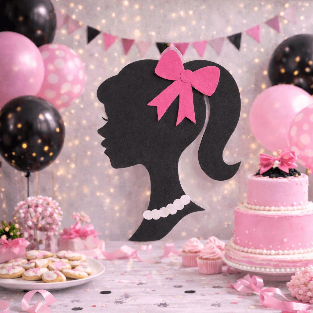 Barbie silhouette centerpiece for Barbie party decorations