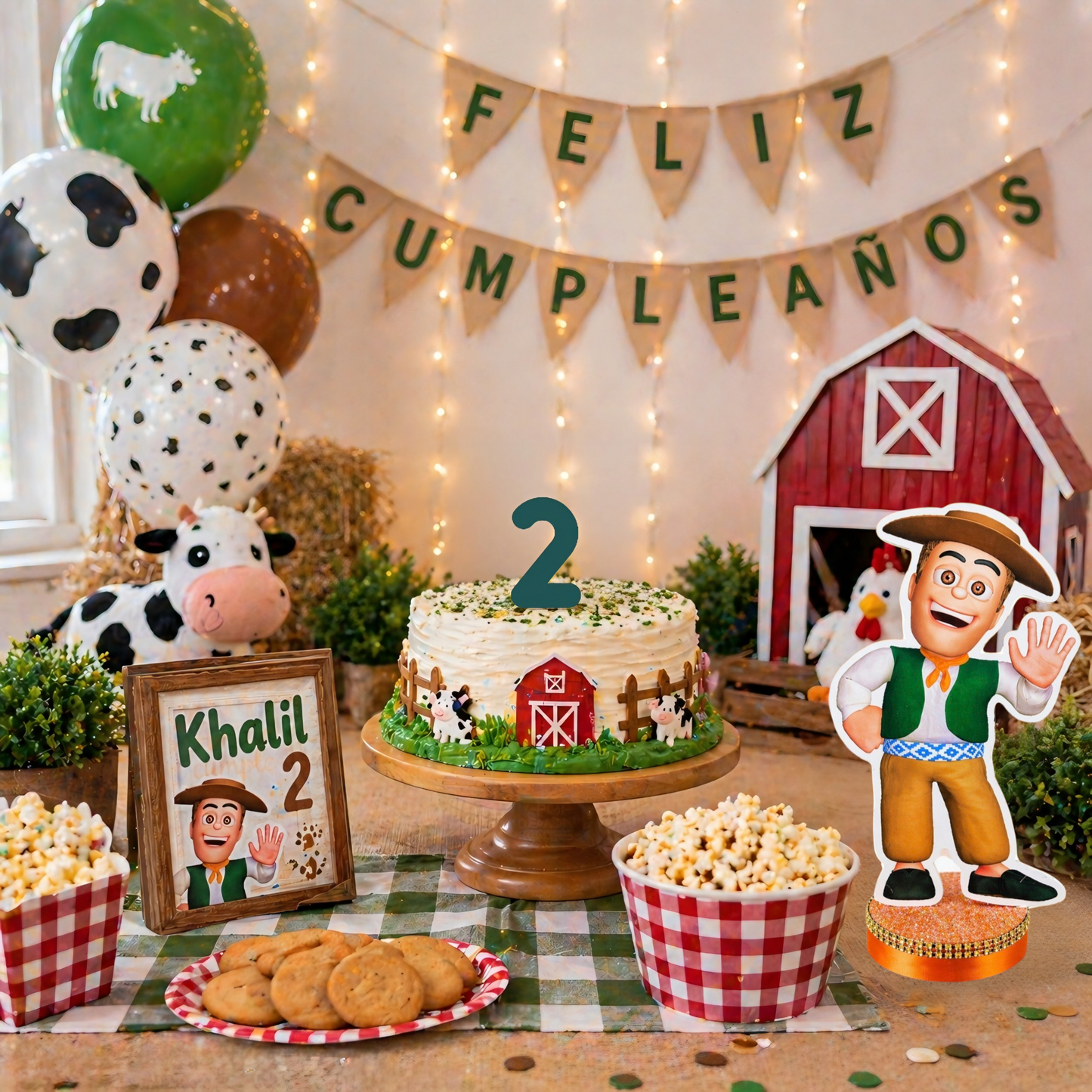 Barnyard birthday decorations table centerpiece for kids farm theme party

