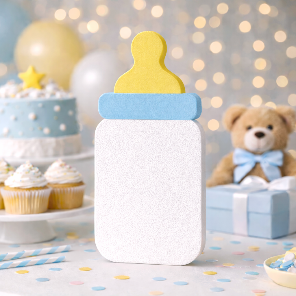 Blue baby bottle cutout decoration for baby boy baby shower table decor

