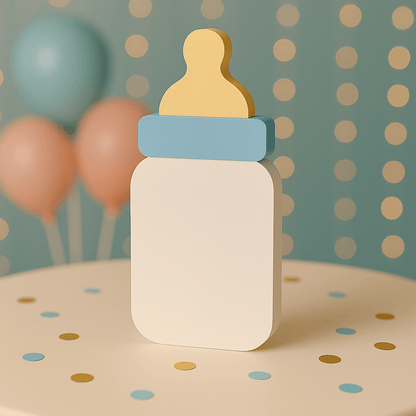 Blue hand-painted baby bottle centerpiece handmade décor for baby shower or gender reveal celebration