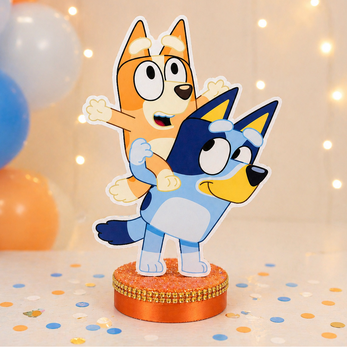 bluey and bingo centerpieces for birthday party table decoration