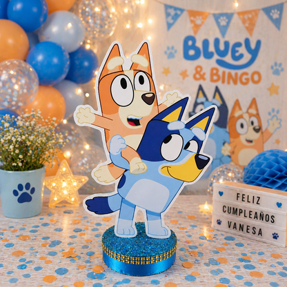bluey and bingo centerpieces for birthday party table decoration
