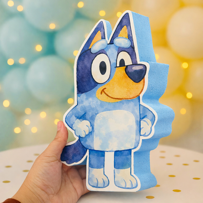 Bluey watercolor foam cutout, Bluey birthday decorations for party centerpieces and cake toppers