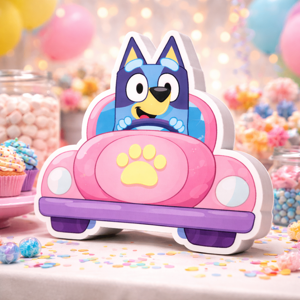 Bluey Birthday Decorations Bluey car cutout stand up decoration for bluey birthday party table centerpiece