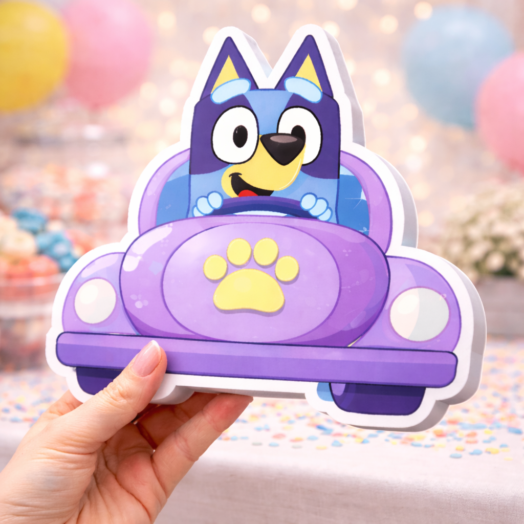 Bluey Birthday Decorations Bluey cardboard cutout car decoration used as bluey table centerpiece
