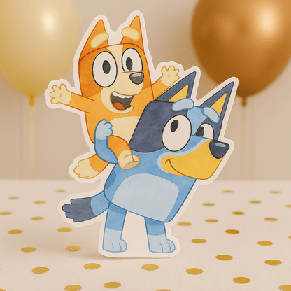 Bluey carrying Bingo birthday decorations foam centerpiece