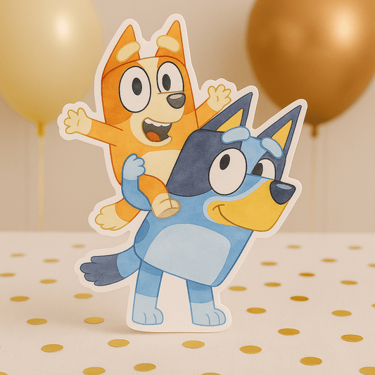 Bluey carrying Bingo birthday decorations foam centerpiece