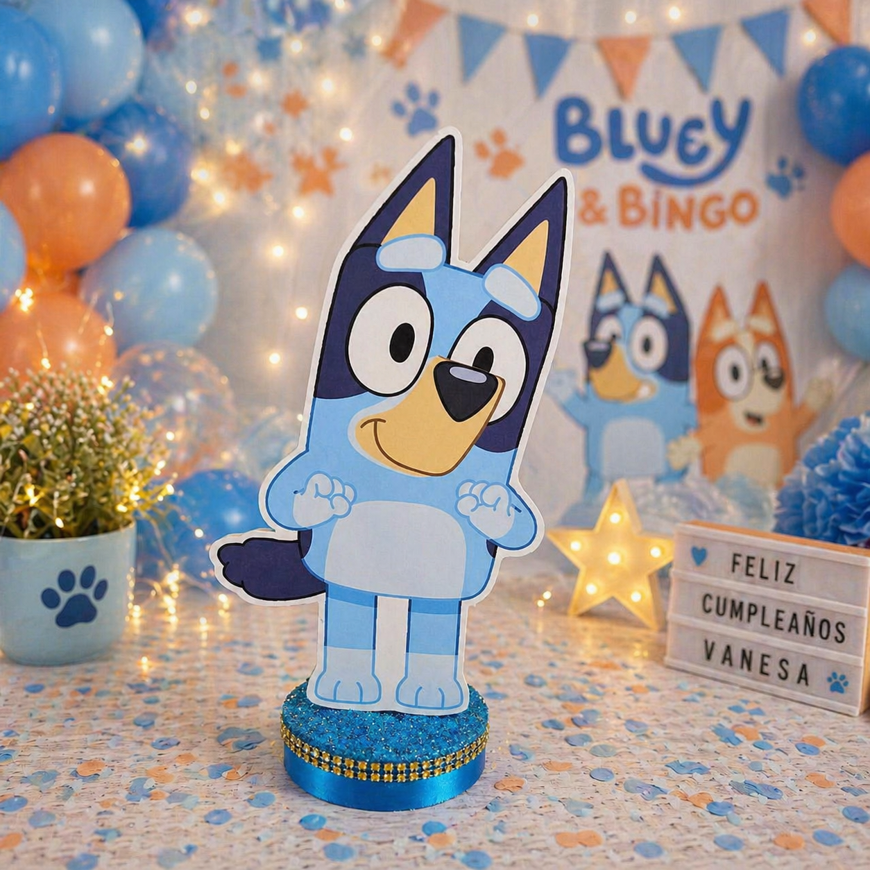 bluey party centerpieces for kids birthday table