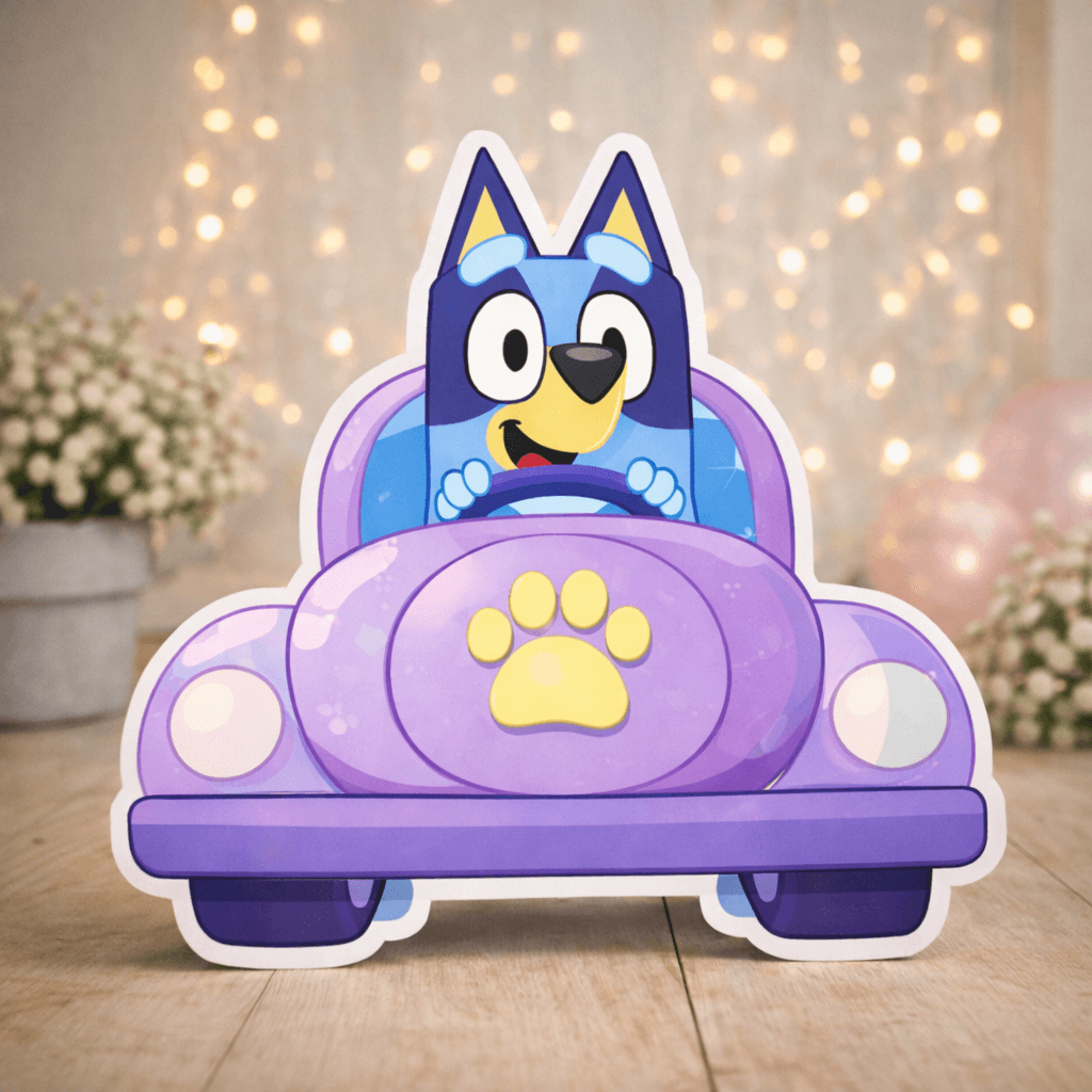 Bluey stand up cutout car decoration for bluey birthday decorations table

