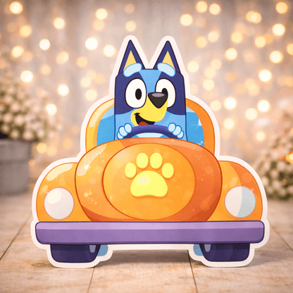 Bluey car table centerpiece stand up decoration for bluey birthday party

