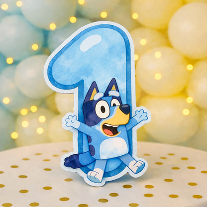 Bluey number 1 watercolor foam centerpiece for first birthday party decoration