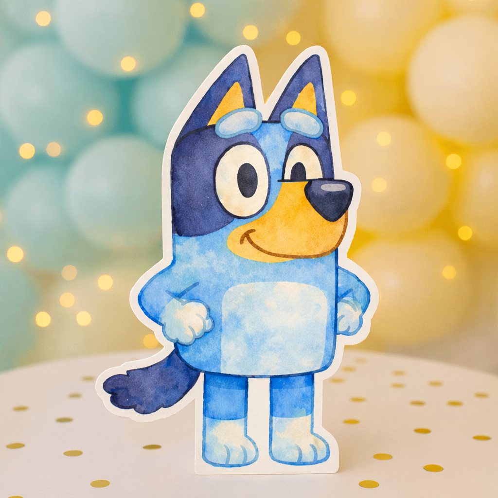 Bluey birthday decorations foam cutout for kids party, handmade Bluey centerpiece and cake topper