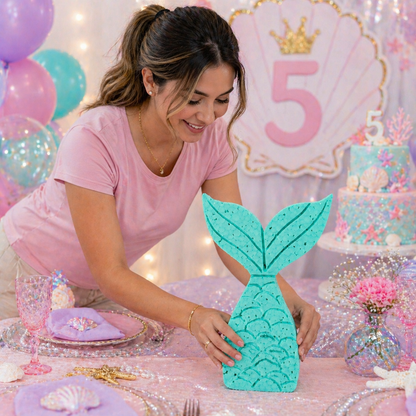 Handmade Mermaid Tail Centerpiece – Painted Foam Party Décor