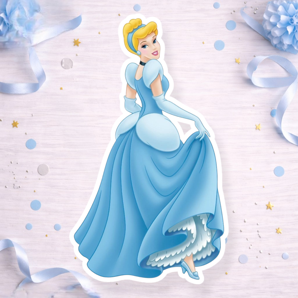 Cinderella back pose princess decoration for Cinderella themed birthday party cake topper, cupcake topper or foam cutout decoration.


