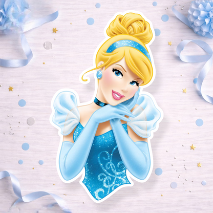 Cinderella close up princess decoration for Cinderella birthday party cake topper, cupcake topper or foam cutout decoration.


