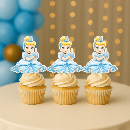 Cinderella cupcake toppers for princess birthday party decorations

