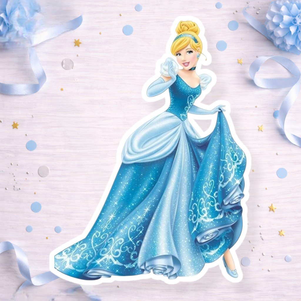 Cinderella curtsy princess decoration for Cinderella birthday party cake topper, cupcake topper or foam cutout party decoration.