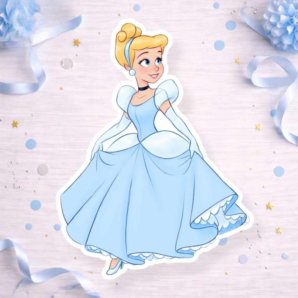 Cinderella dancing princess decoration for Cinderella birthday party cake topper, cupcake topper or foam cutout centerpiece.

