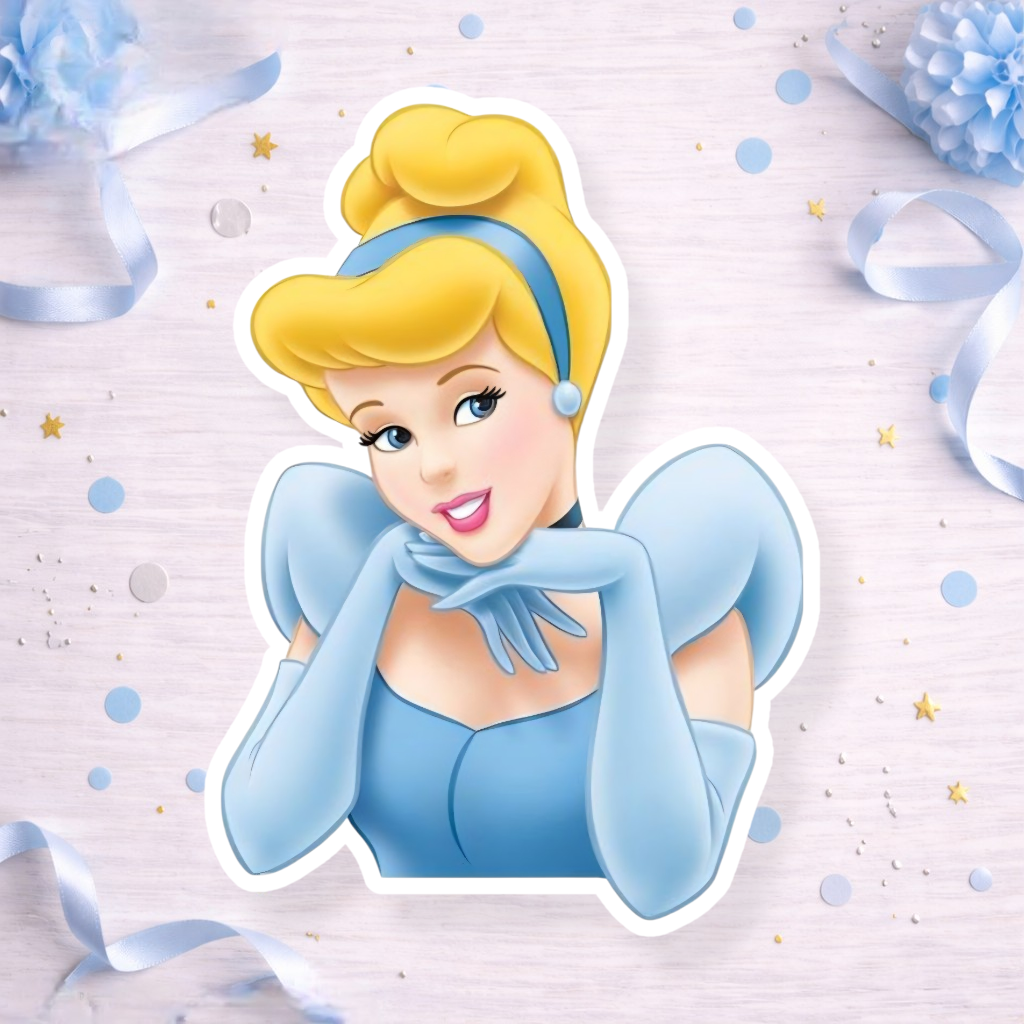 Cinderella princess portrait topper decoration for Cinderella birthday party, princess cake topper, cupcake topper or foam cutout decoration.


