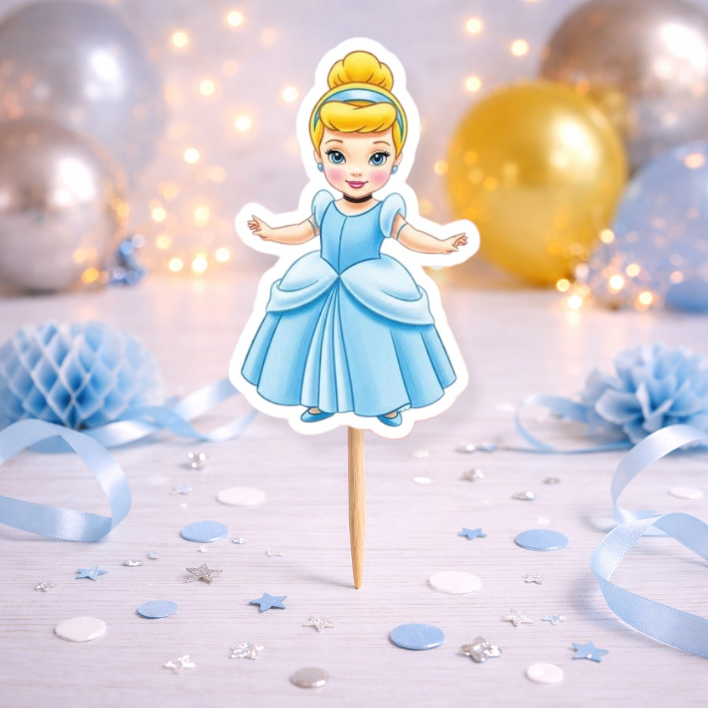 Cinderella cupcake toppers princess decorations for birthday party dessert table
